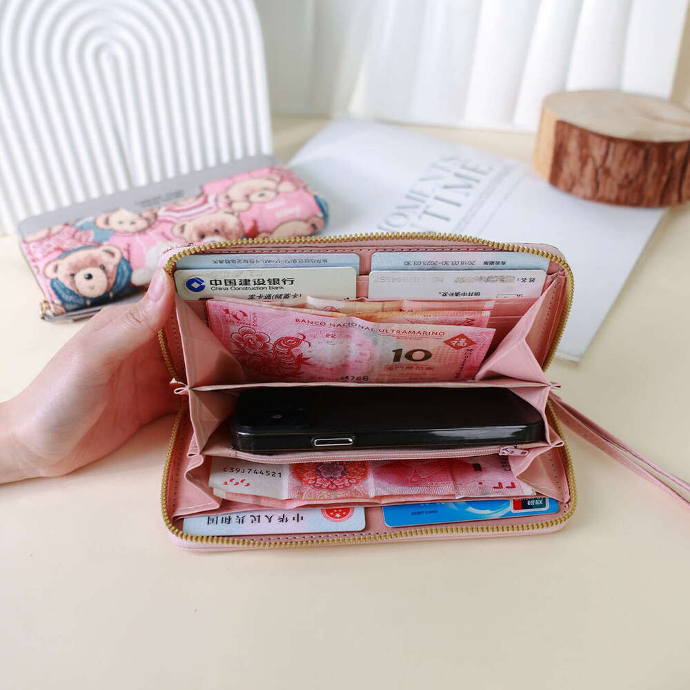 New Women's Long Wallet Korean Version Cartoon Bear Cute Large Capacity Handheld Coin Purse Card Holder