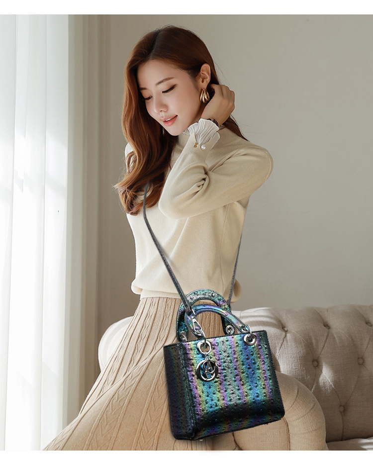 Free Shipping 2025 New Designer Bag High-end Trendy Colorful Genuine Leather Women's Handbag Fashionable High-quality Shopping Bag