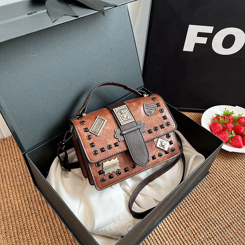 Free Shipping 2025 New Designer Bag High-end Retro Multifunctional Punk Style Women's Single Shoulder Handbag Fashionable High-quality Shopping B