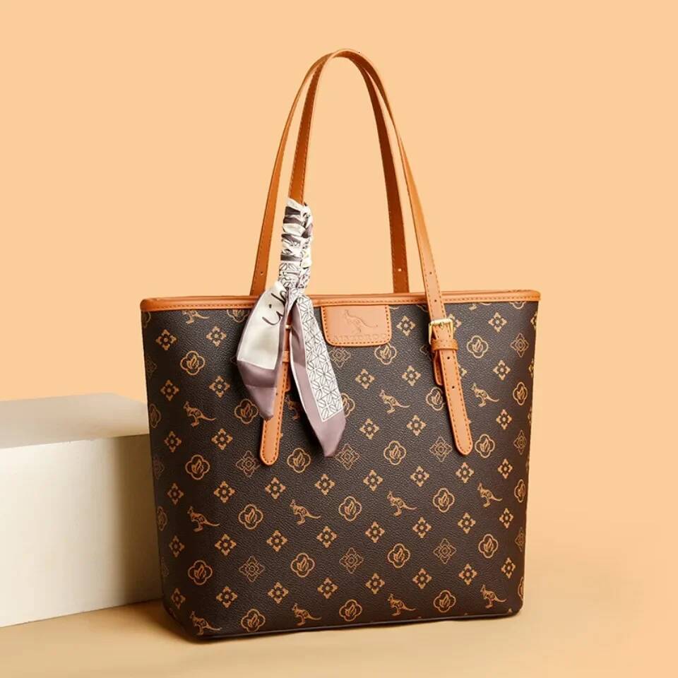 DHSM Women's Quality Soft Leather Shoulder Print Designer Handbag Ladies Casual Tote Bag Messenger Commuting Sac A Main