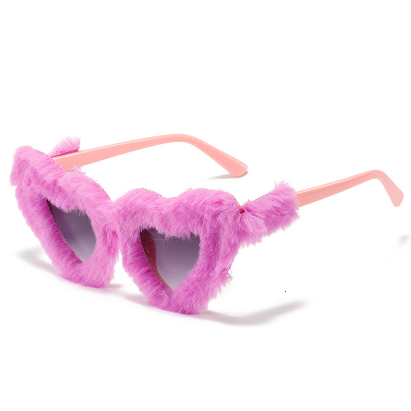 2025 Premium Designer brand sunglasses Plush Heart-Shaped Pink Gradient Hip Hop Streetwear Luxury Sunglasses for Women