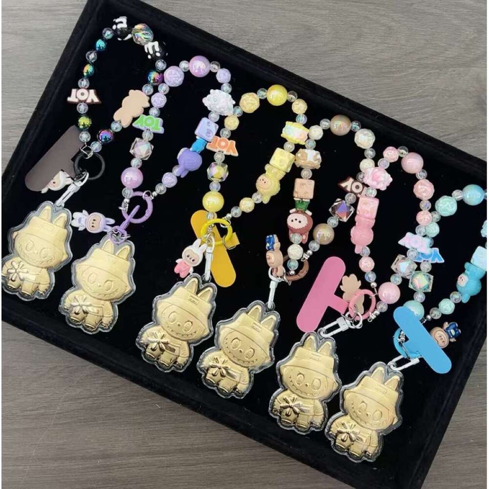 20mg 999 Bead Labubu Pure Gold Phone Chain Bag Pendant Keychain Birthday Gift
