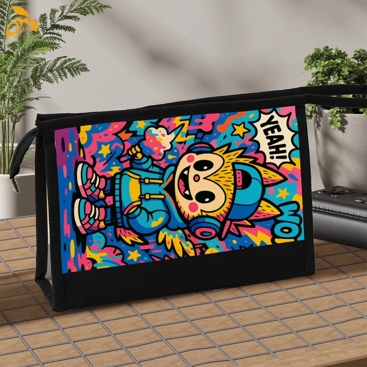 free shipping of customized American canvas cosmetic bag with exquisite patterns from US