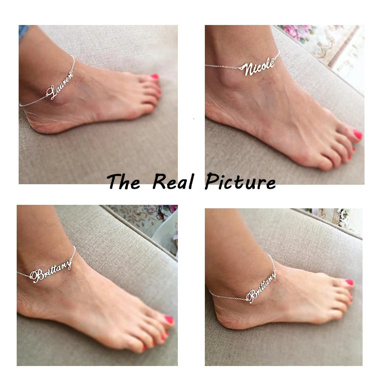 stainless steel anklet Personalized name ankle bracelet custom prenom bransoletka 250606
