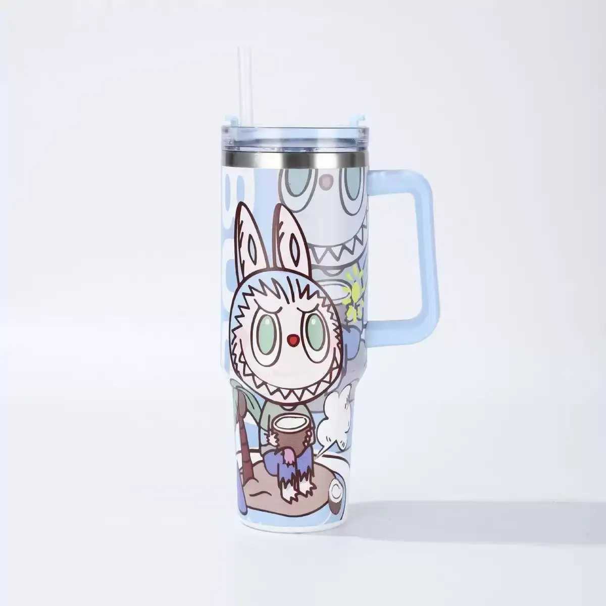 Labubu 40oz Stainless Steel Insulated Cup with Straw and Lid Large Capacity Car Cup Insulated Cup Toy Birthday Gift in Stock M250620