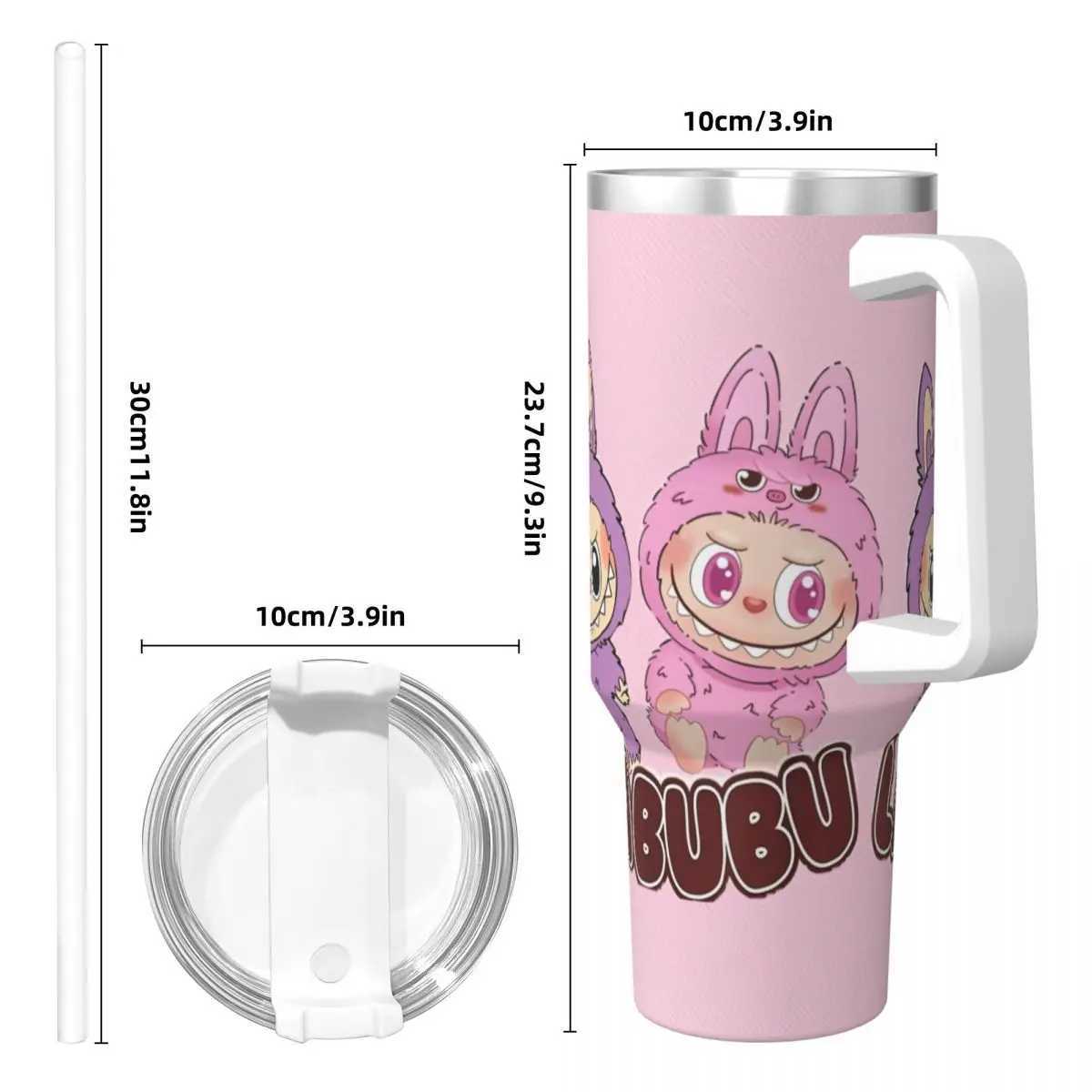 Stainless Steel Tumbler L-Labubu gs Cup With Straws Nozzle Travel Hot Drinks Water Bottle Insulated 40oz Thermal Cups W250618