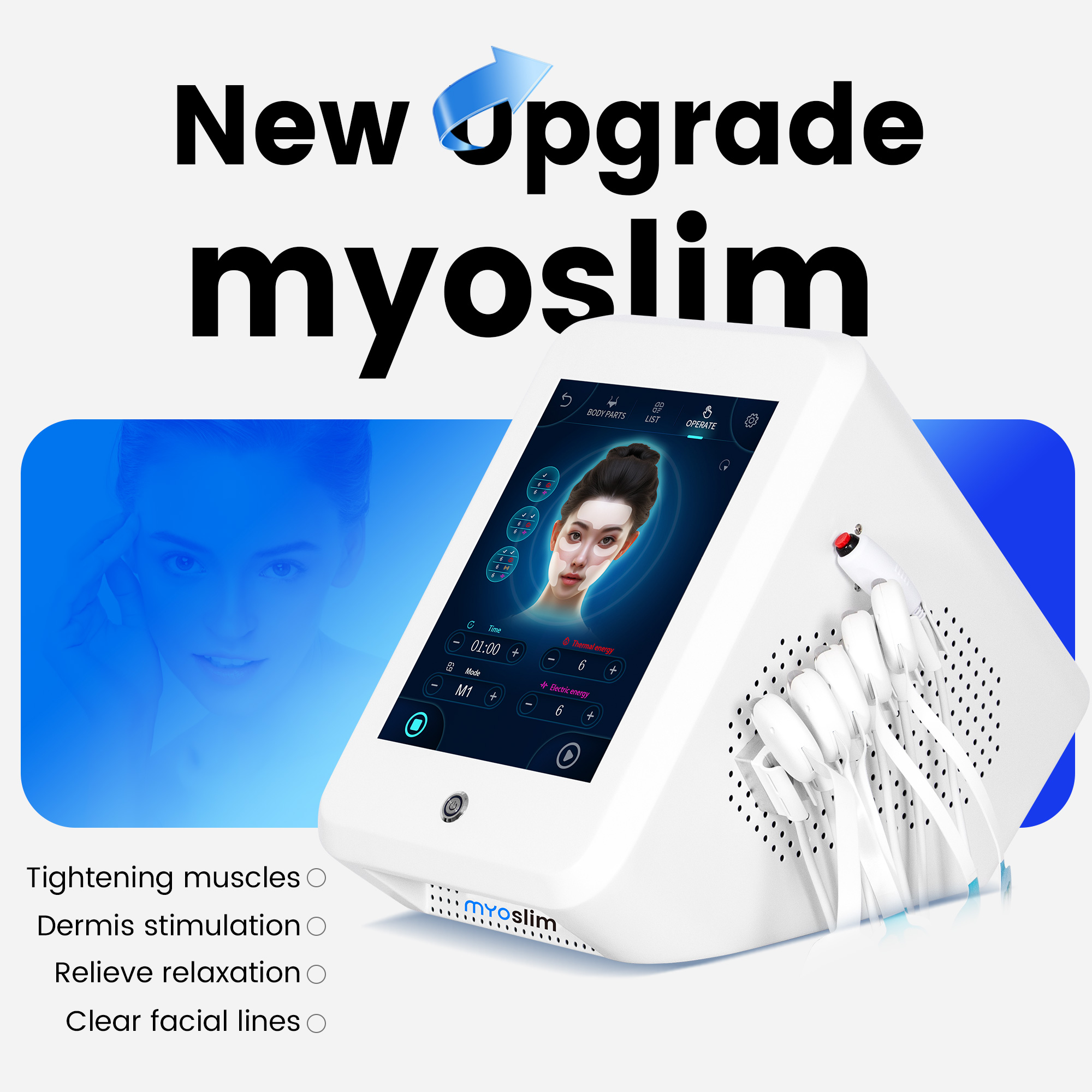 Wrinkle Removal Anti Aging Microcurrent Facial Lifting Skin Tightening EMS RF Facial Machine Activate Collagen Profession