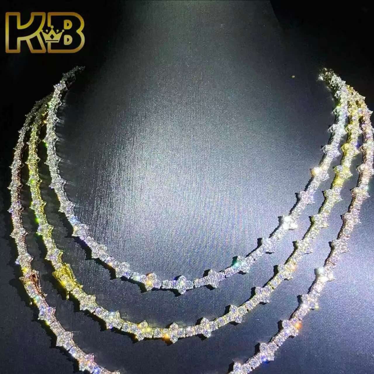 Hip Hop Style Diamond Vvs Moissanite Chain 925 Trends Fashion Iced Out Sterling Silver Tennis Necklace