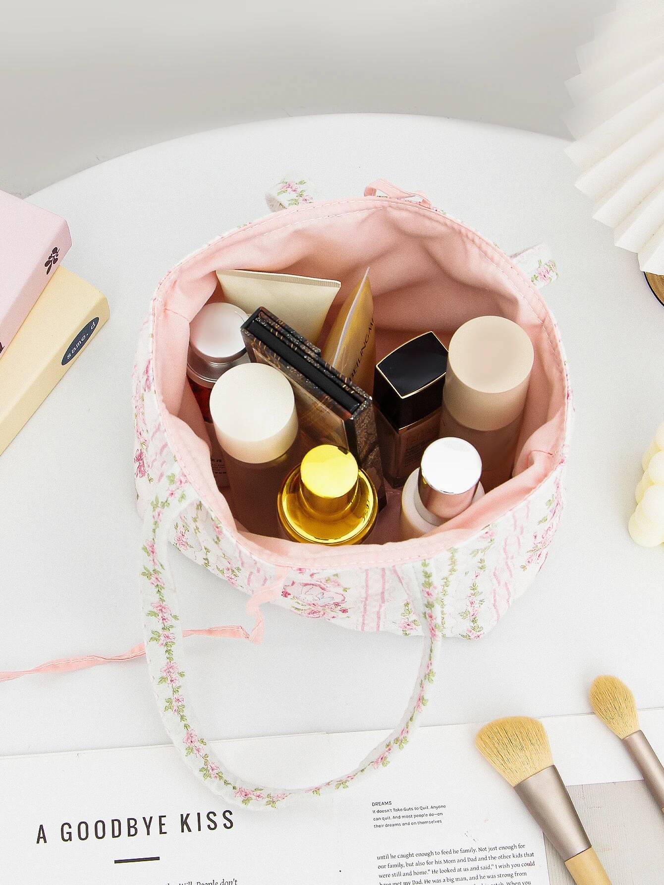 DHGM 1 piece flower handbag, large capacity fashionable versatile shoulder bag with cute bow design, suitable for teenage girls