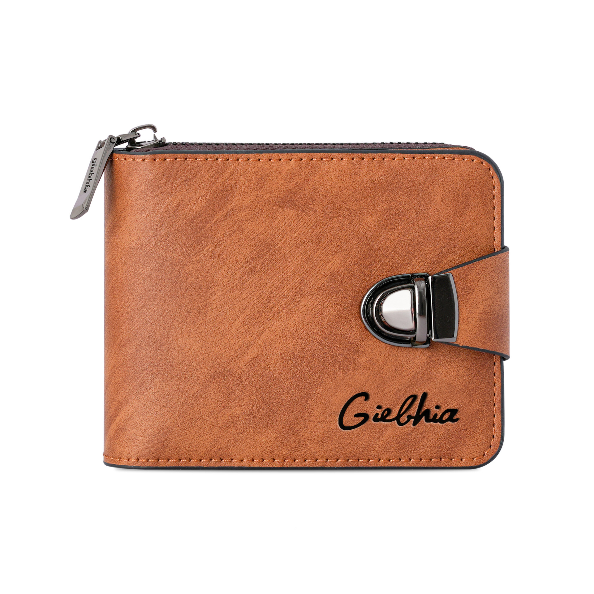 Free Shipping New Designer Men's Wallet Short Zipper Bag Large Capacity Luxury Multi-card Slot Small Clutch Business Retro Coin Purse Card Holder