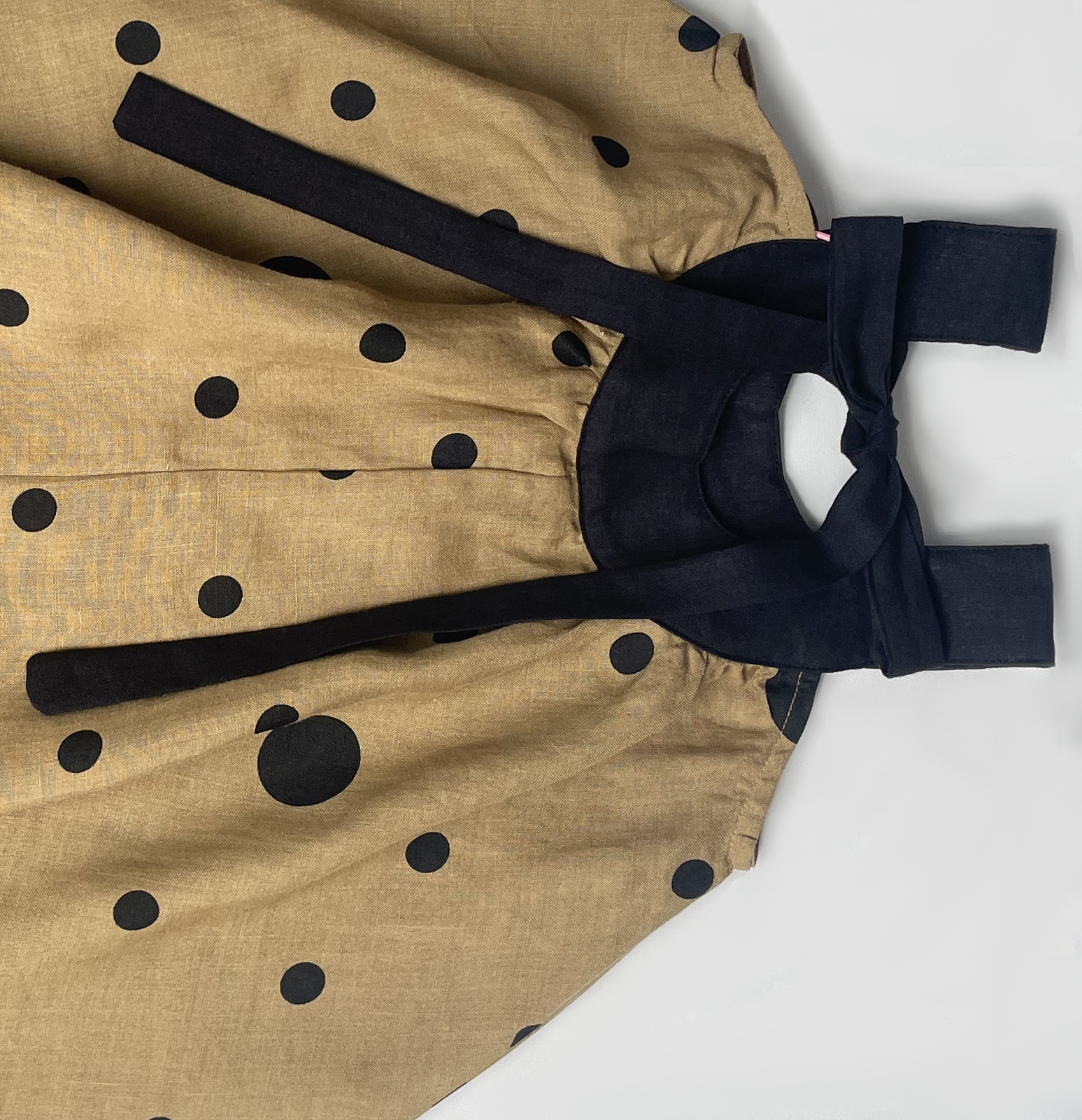 Girl's linen printed vest dress casual dress Girls' autumn long sleeved dress