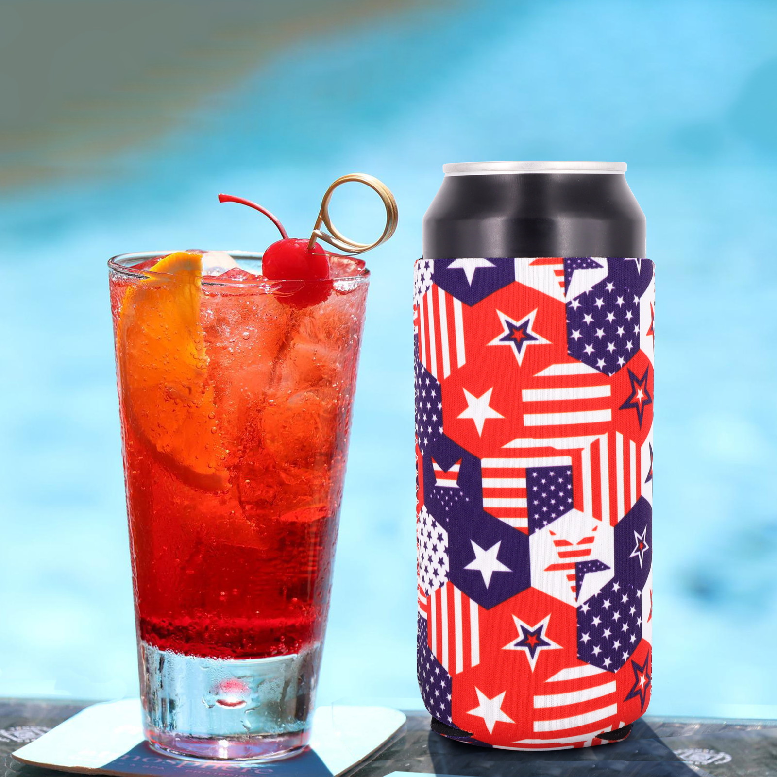 Collapsible Neoprene Can Beer Cooler Sleeves Tall Energy/Beer Drink Coolies For 16oz Rockstar , Monster , 500ML beer bottle - view 6