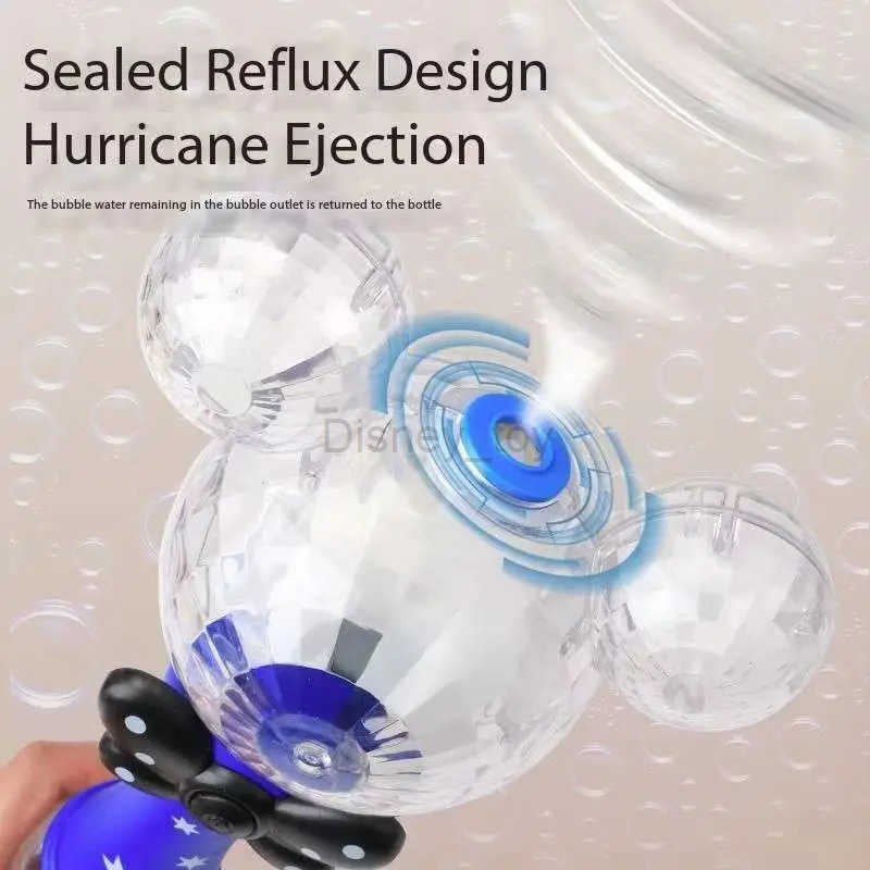 DISNEY Miniso Cartoon Mickey Mouse Automatic Blowing Bubble Stick Lighting music Waterproof Toy For Kids Girl toy Gifts Y250620