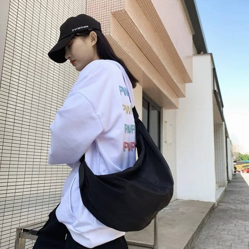 DHGM Workwear Bags for Women Messenger Female Dumpling Black College Student Large Capacity Shoulder Bag Bolsa Feminina