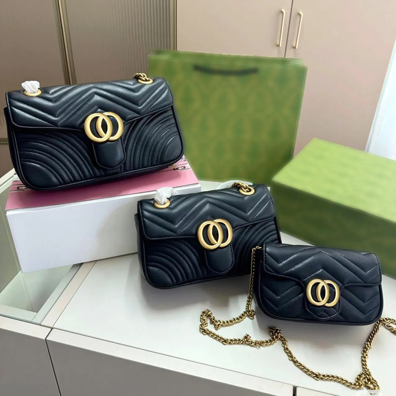 Designer Bag Shoulder Bag Luxury Bag Purse Crossbody Designer 2025 Ladies Black High Quality Fashion Bag Mini Bag 3 Size Classic Leather Chain Evening Bag