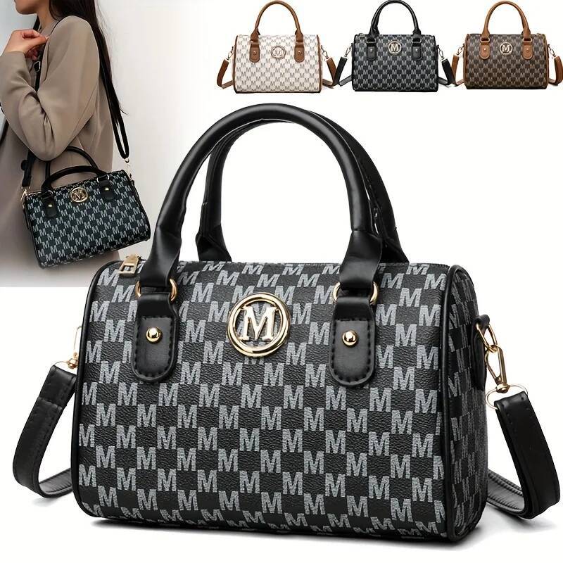DHGM DHGM Women's Small Shoulder Crossbody Bag with Golden "M" Design, Synthetic Faux Leather Purse for Work, Travel, Parties & Gifts