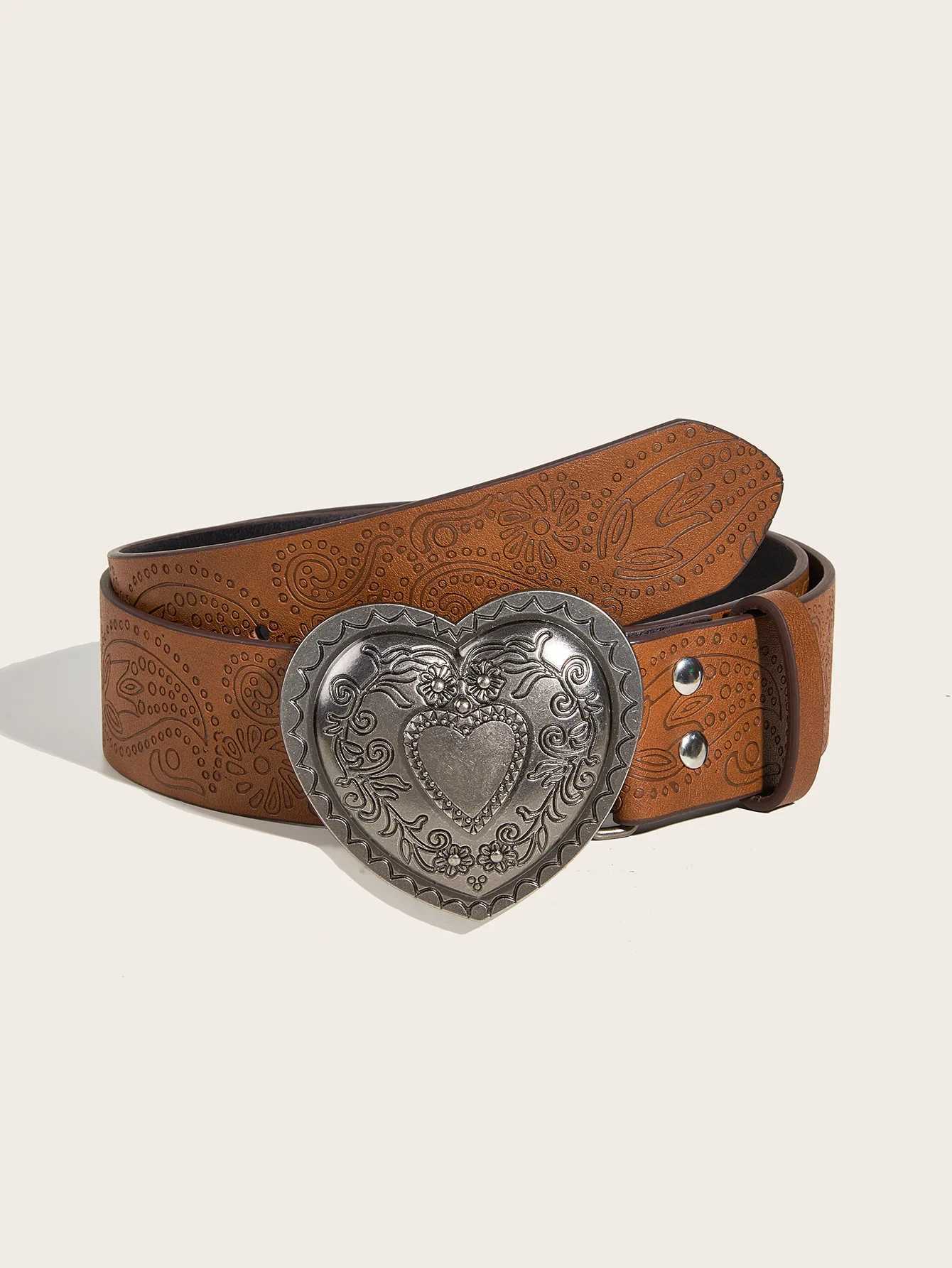 Fashion Designer Belts For Women High Quality Luxury Y2K Brown Pattern Print Unisex Men Jeans Belt Heart Buckle Waistband XJ250620