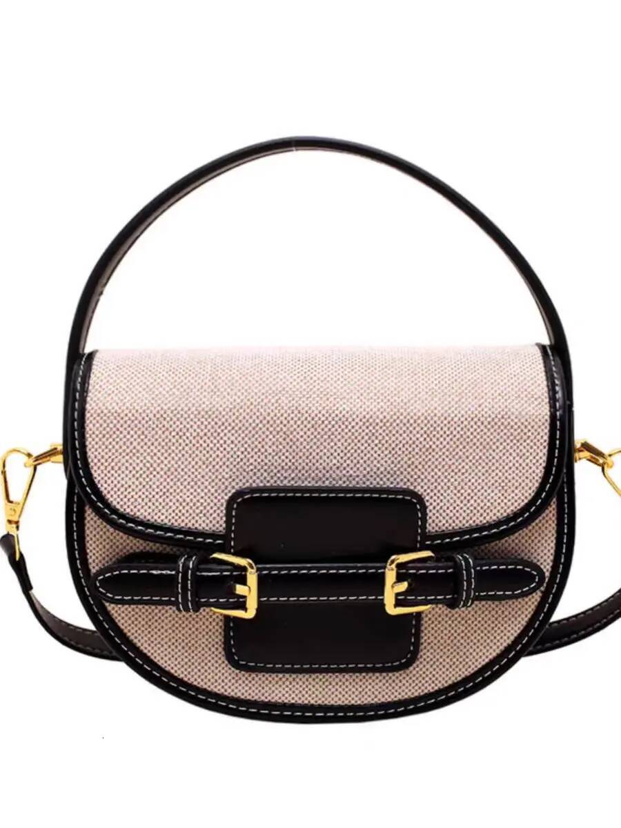 DHSM New Design Women Canvas Small Shoulder Bag Fashion Purses Retro PU Leather Female Saddle Laides Cross Body Bags