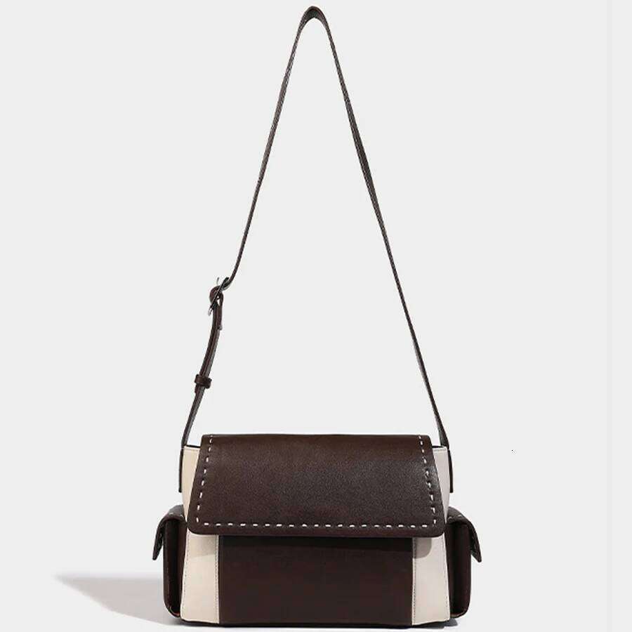 Commuter Handbags Women Patchwork Design Shoulder Crossbody Black Pu Leather Messenger Flap Bags Clutch