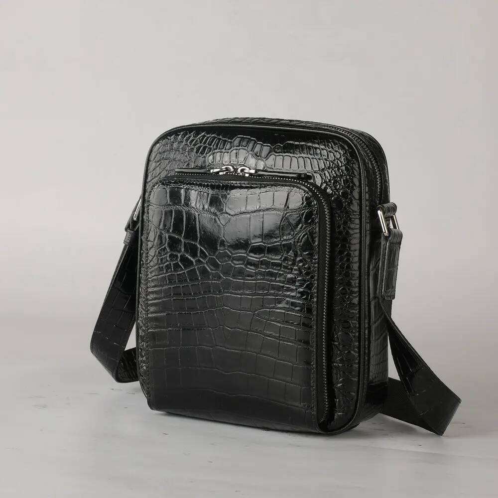 2024 New Fashion Crocodile Leather Men's Crossbody Business Leisure Outdoor Travel Large Capacity Shoulder Bag 45