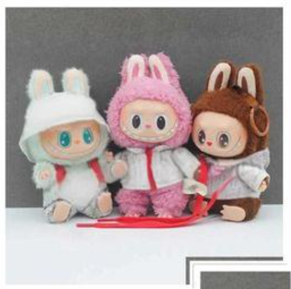 Clothing Doll 17Cm Apparel Labubu Figurine Suitable Clothes Trendy Cute Printed Graffiti Hoodie Cardigan Fisherman Hat Strap Pants Christmas Cap