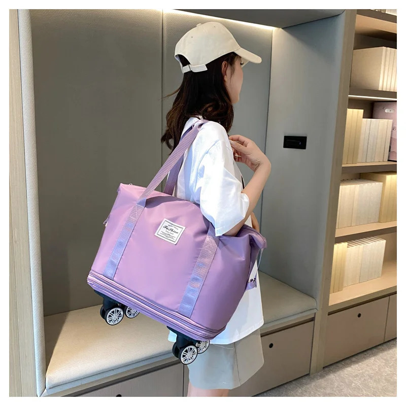 Expandable Travel Duffel Bag 3Layer Large Capacity with Omnidirectional Wheels Vacation Luggage 250612