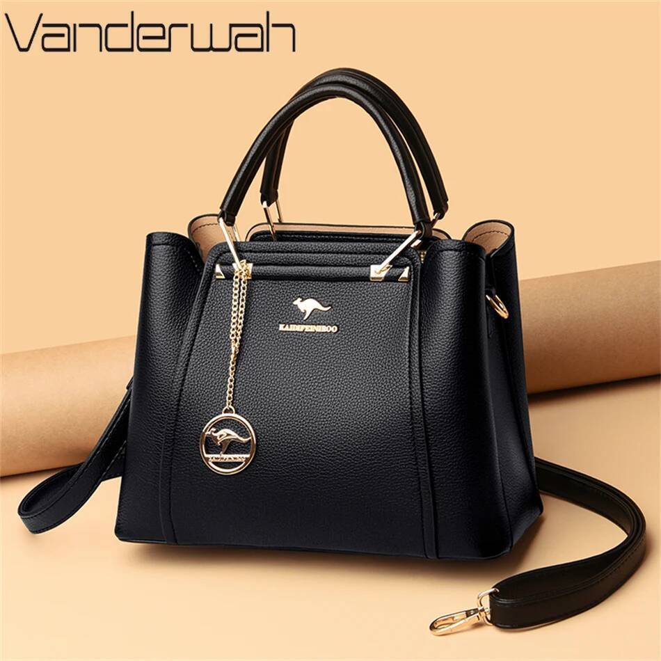 DHSM 2024 Women Designer 3 Layers Shoulder Crossbody Sac Ladies Large Capacity Leather Handbags Shopper Brand Messenger Totes