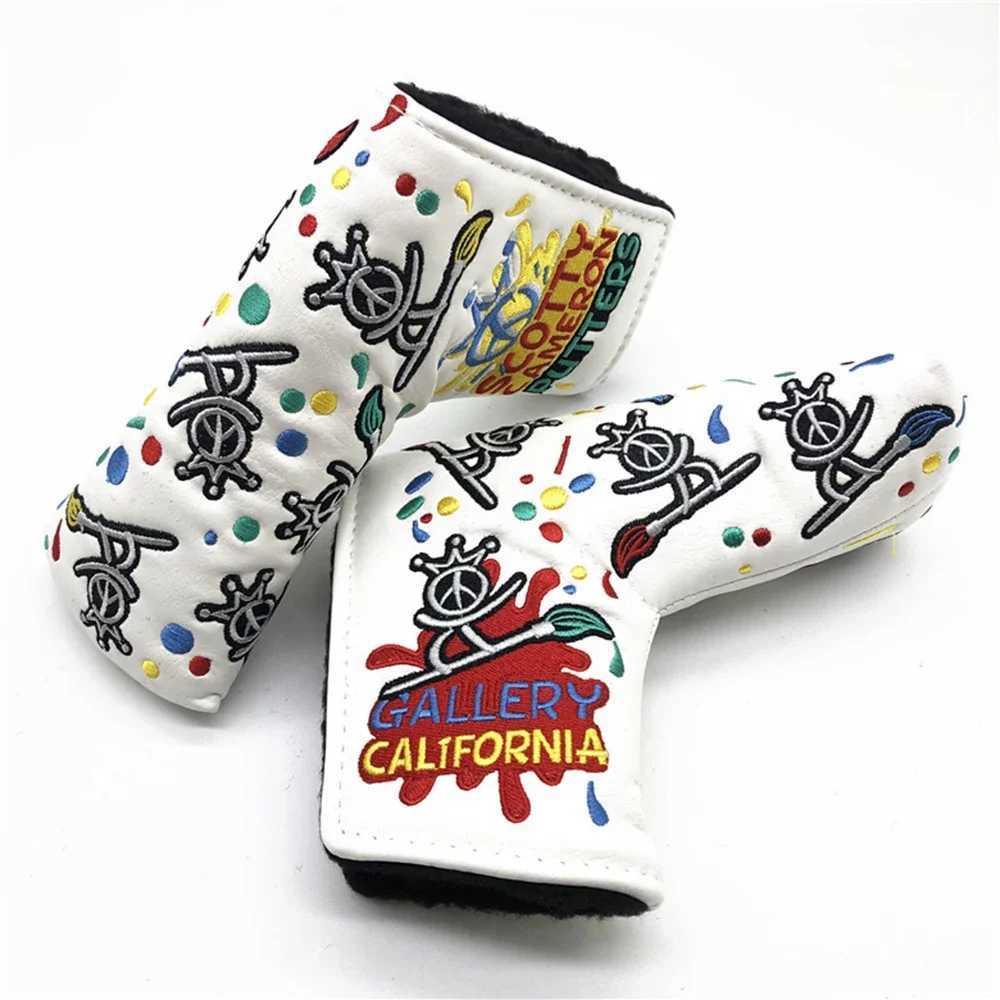 Golf Blade Putter Cover Elegant Embroidery Premium Leather Golf Blade Putter Headcover Putter Head Covers XJ250620
