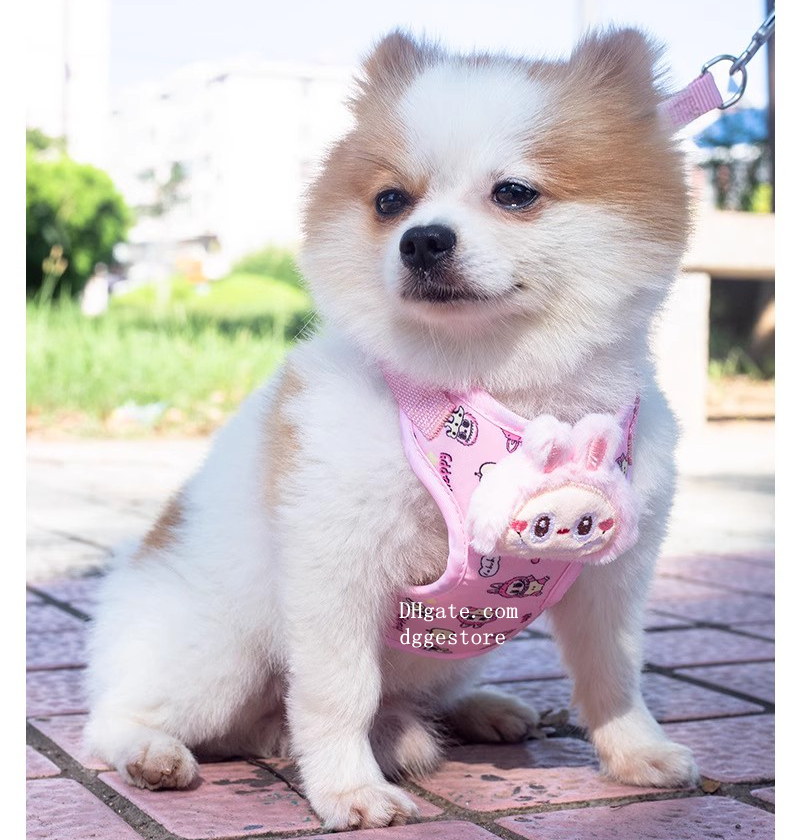 free shipping Labubu Dog Leash Set Step in No Pull Harness for Small Dogs and Cats Outdoor Walking Running, Soft Mesh Padded Harnesses Fashion Pet Acc
