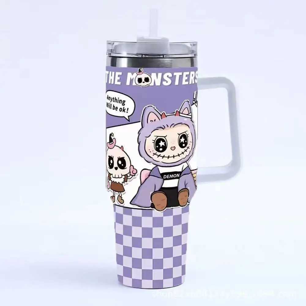 Labubu 40oz Stainless Steel Insulated Cup with Straw and Lid Large Capacity Car Cup Insulated Cup Toy Birthday Gift in Stock M250620