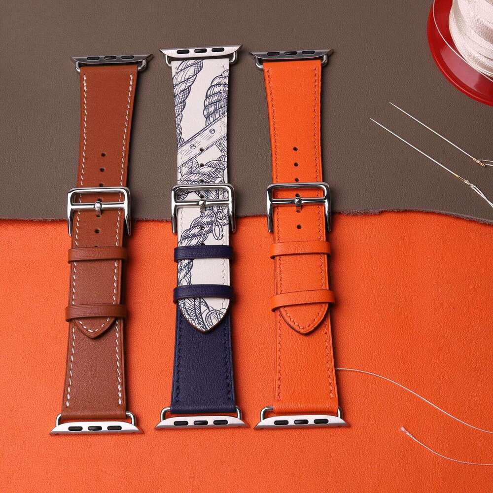 DHgargets Compatible with 10 Apple Watch iWatch S9 Genuine Leather SE Band Ultra 2