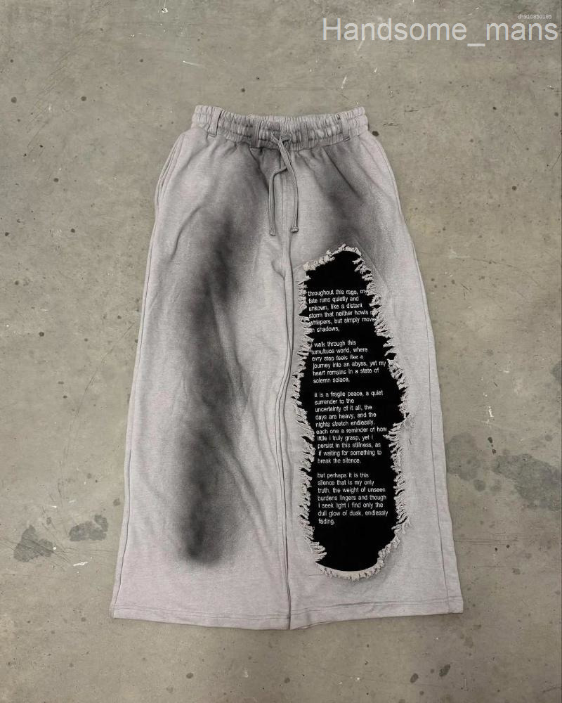 Mens Jeans Y2k Fashion Pants Dilapidated Design Trend Hip Hop Men Women Jogger Drawstring Sweatpants Oversize Cargo Trousers Streetwear