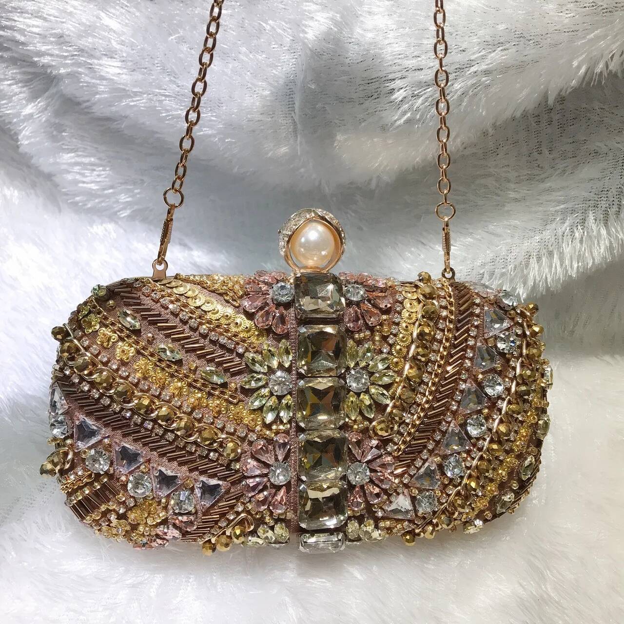 DHGM New Water Dia Handbag Crystals Evening Clutch Bags Women Wedding Party Purse Ball Handbags Rhinestone Mini heart bag