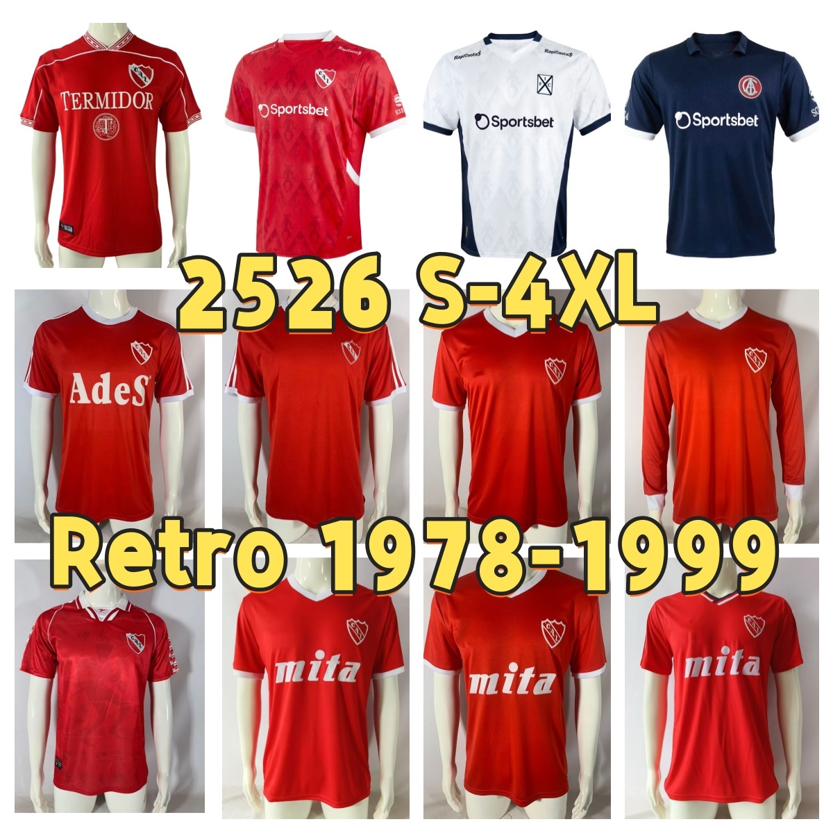 2025 2026 Club Atletico Independiente Soccer Jerseys Retro 1978 82 85 86 88 1994 95 1998 2000 CA Independiente Long sleeve Football Shirts AVALOS TARZIA Mens Uniforms