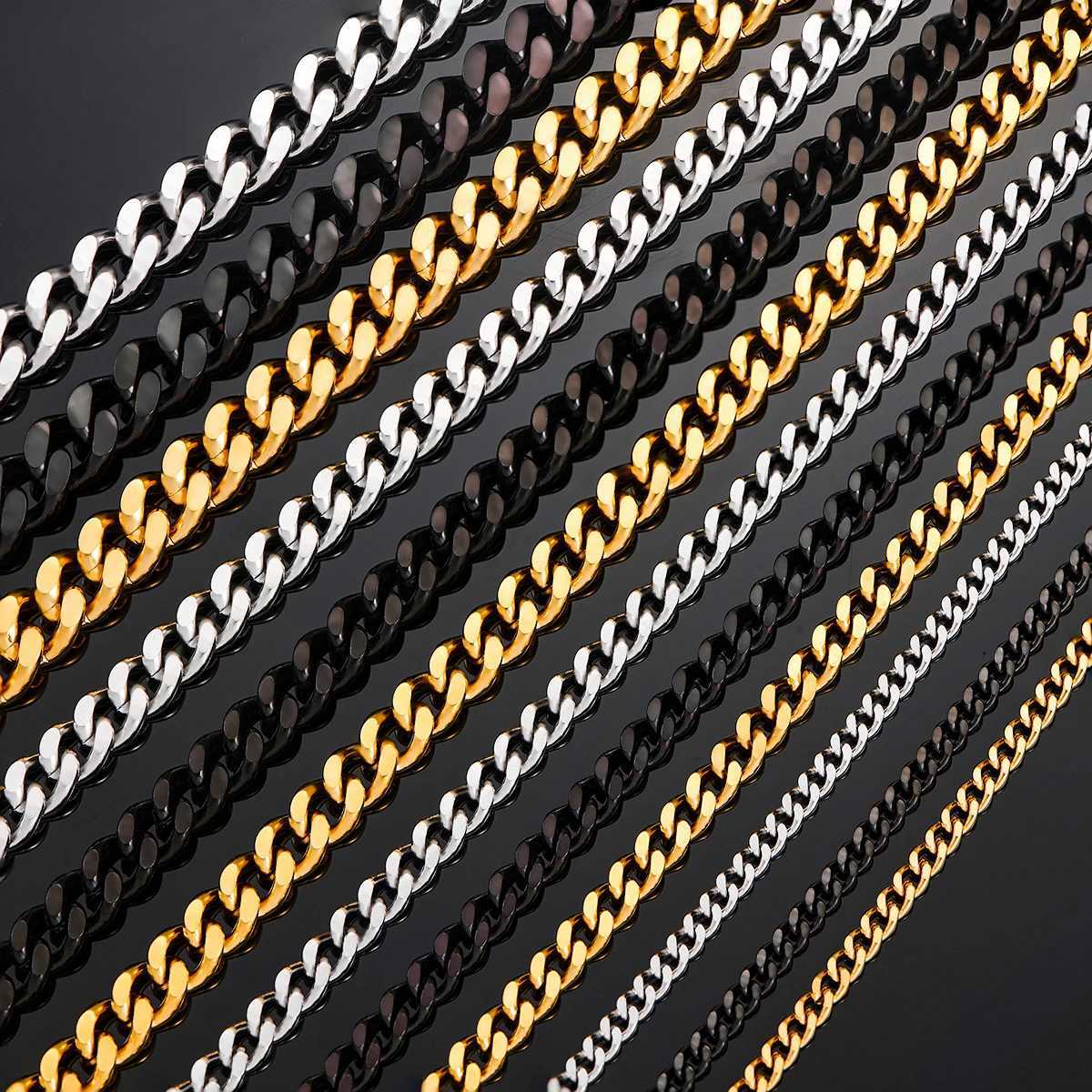 3.5mm/5mm/7mm/9mm Thick Stainless Steel Cuban Link Chain Necklace for Men Boys Silver Gold Black Color 14 to 30 Inches W250620