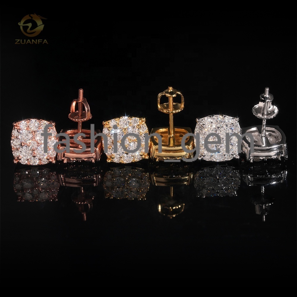 Fine Jewelry Top Quality VVS Diamond 925 Sterling Silver Rose Gold Moissanite Earrings for Men
