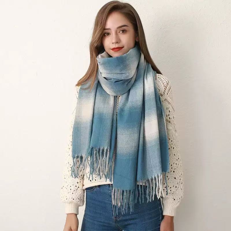 T1014 scarf European and American cashmere plaid scarf female autumn and winter new Japanese and Korean all-match shawl neck scarf