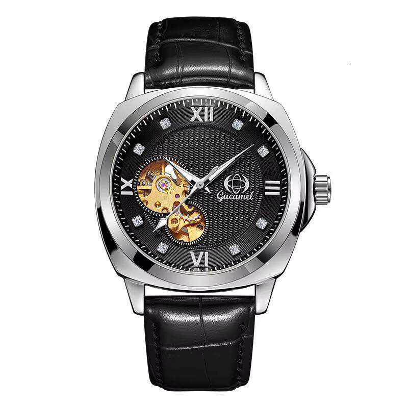 DHgadgets Amel Mechanical Skeleton Automatic Phase Men's Business Waterproof Moon Watch