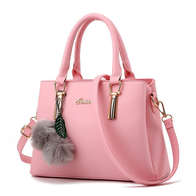 Free Shipping 2025 New Designer Bag High-end Solid Color Leather Simple Plush Pendant Women's Handbag Fashionable And High-quality Shopping Bag