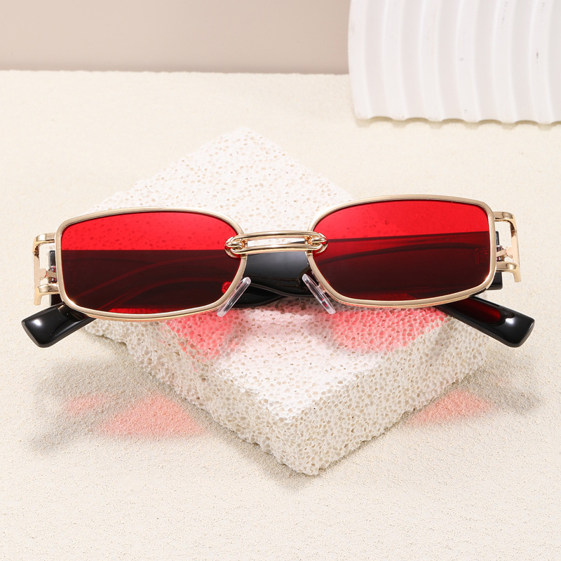 2025 Premium Metal Rectangular Frame Hip Hop Streetwear Sunglasses Square Wide Temples Trendy Luxury Eyewear for Women