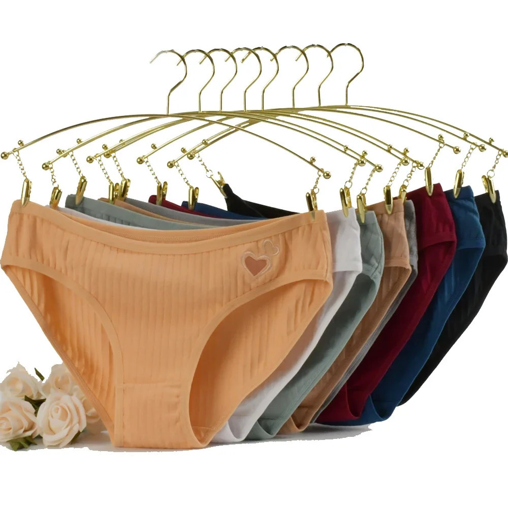 3Pcs Cotton Briefs Underwear Hollow Heart Panties Woman Soft Breathable Female Intimate Lingerie Underpants 250609