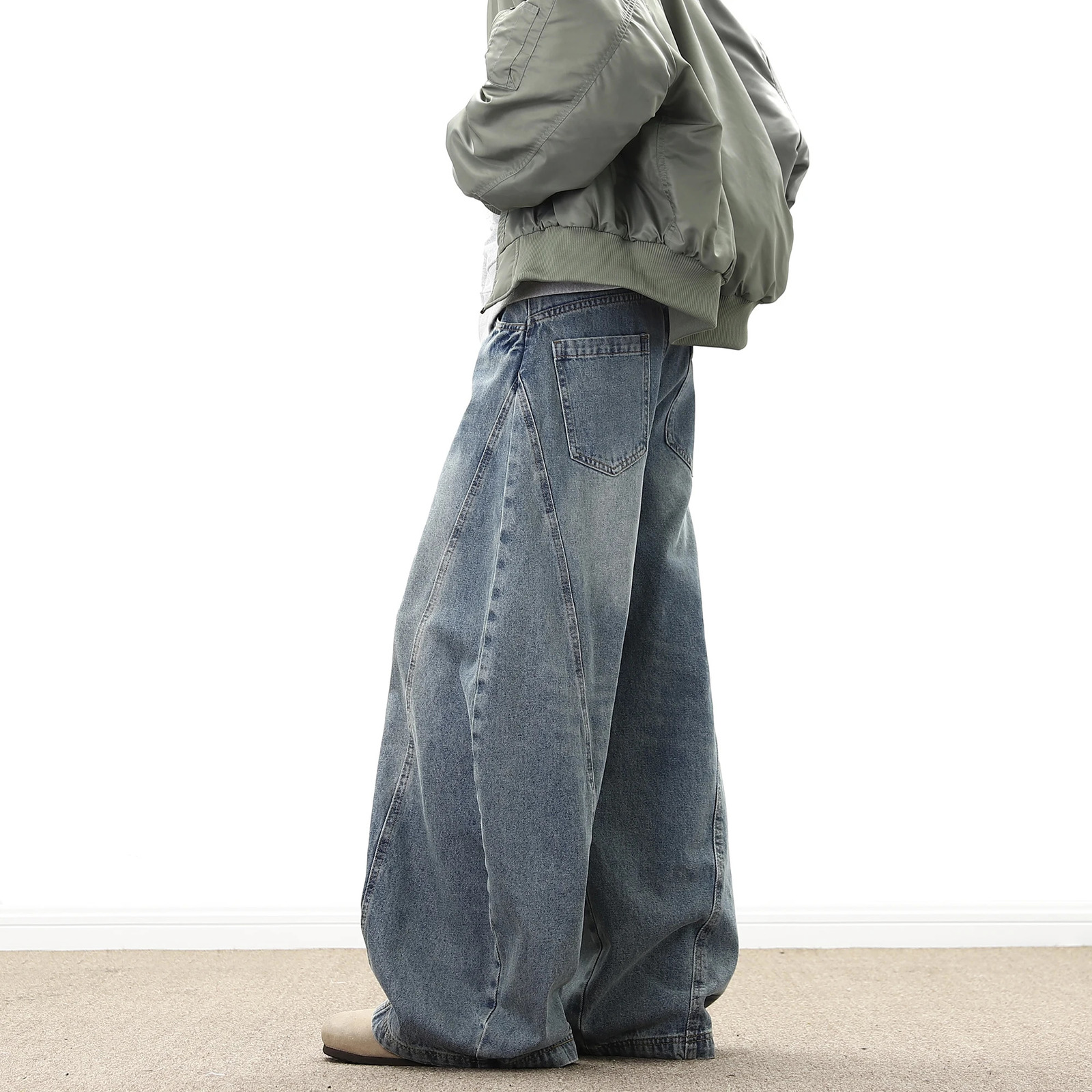 Wide Leg Denim Pants Male Loose Cowboy Mopping Trousers baggy Mens Jeans Fashion Handsome Washed Streetwear Casual 250619