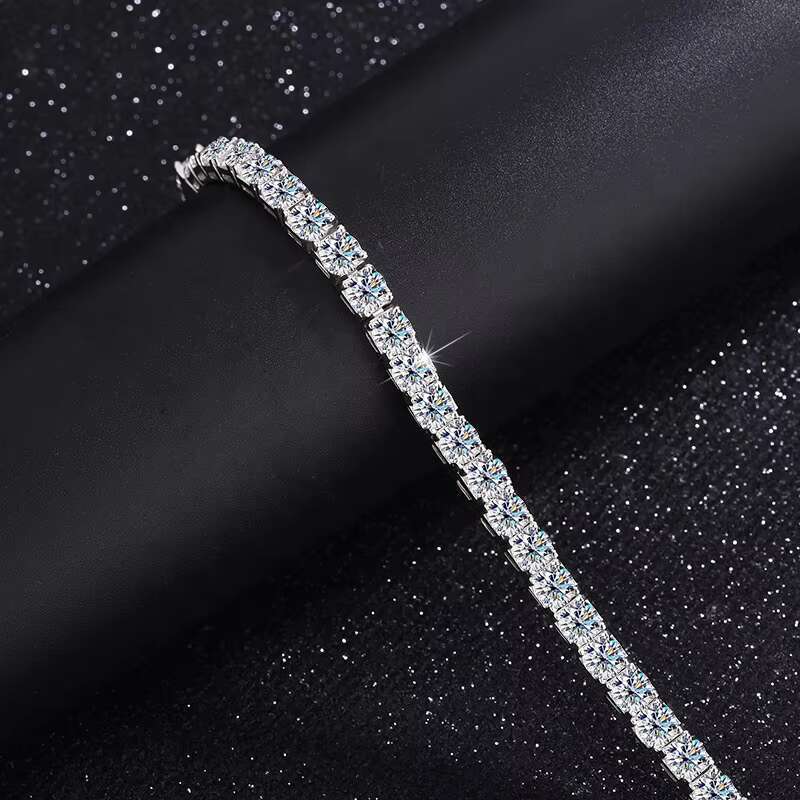China Supplier Manufacturers Chunky Moissanite Tennis Chain Bracelet 1-Ct Colored Diamond Fine Jewelry Wedding Bracelet