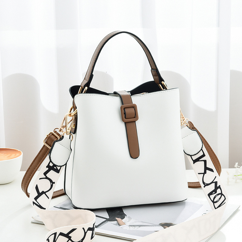 Free Shipping 2025 New Designer Bag High-end Wide Shoulder Strap Solid Color Women's Bucket Bag Large Capacity High-quality Shopping Bag Trendy H