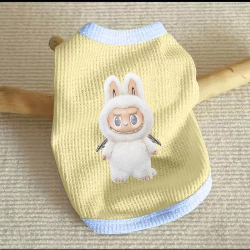 free shipping Designer Dog Labubu Pet Clothes Small and Cats, Spring Summer Puppy Vests, Breathable Waffle Dogs T Shirts for Pomeranian, Bichon, Anti 