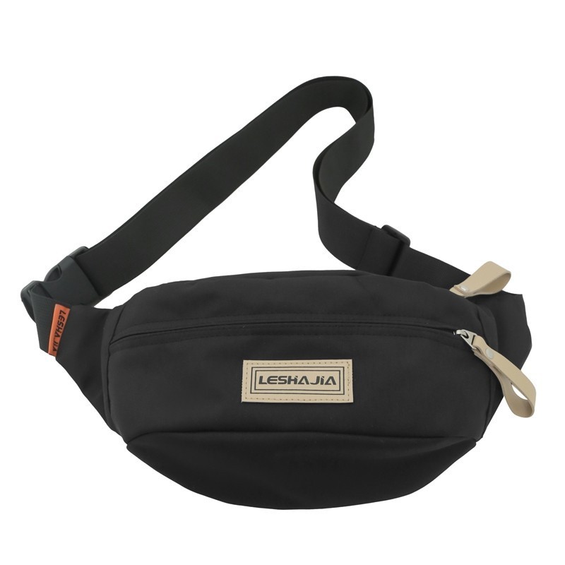 New men's and women's waist bags, fashionable and trendy casual sports shoulder bags, simple and solid color, large capacity chest bag for w