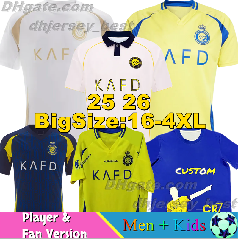 4XL 25 26 Al Nassr FC soccer Jerseys MANE J.DURAN YAHYA 2024 2025 2026 ANGELO WESLEY BROZOVIC A.ALHASSAN NAWAF Player Version Football Shirts Men Kids Kits Sets