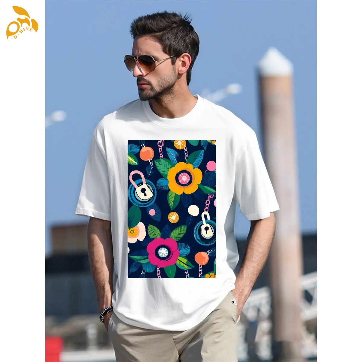 free shipping of customized fashionable American men's T-shirt 180GSM with exquisite patterns from US