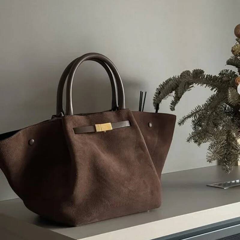 DHGM High Quality Faux Suede Tote Bag For Women Designer Handbags Purses In Vintage Large Capacity Shoulder original brand bag
