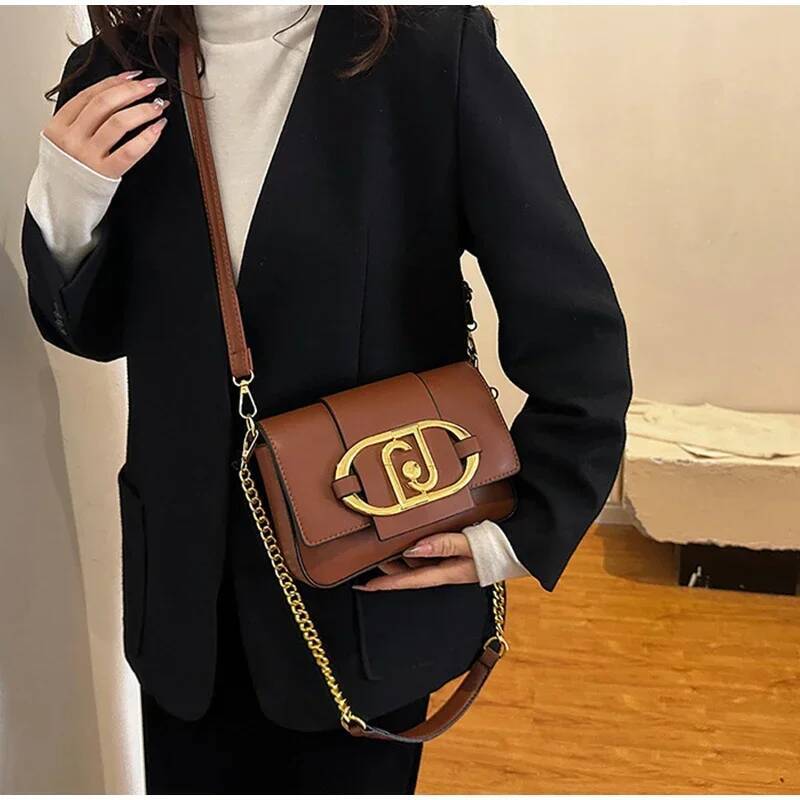 DHGM DHGM Metal Buckle Flap Crossbody Chain Shoulder Bag,Women Square Underarm Messenger Bag,Ladies Casual Versatile Commute Handbag 2024